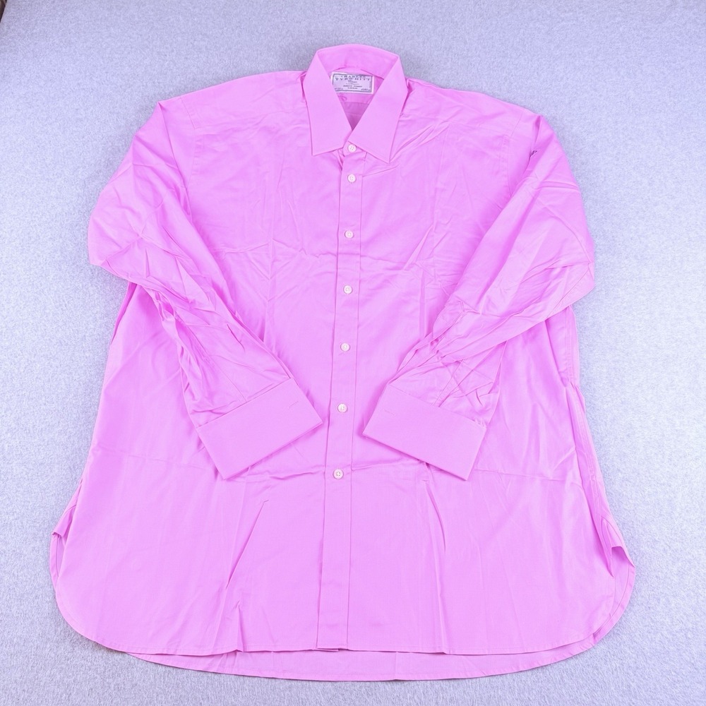 Charles Tyrwhitt Classic Dark Pink French Cuff Dress Shirt 17 35 XL Cotton Mens